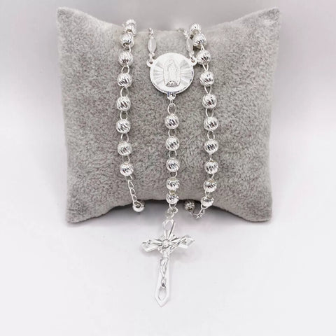 ROSARIO BOLA DIAM LÍNEAS 5 MM - VIRGEN GUADALUPE - PLATA .925