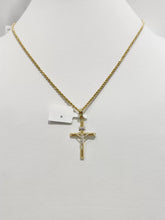 CADENA CON CRISTO TUBULAR DELGADO DETALLES ORO BLANCO -  ORO 10K