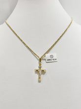 CADENA CON CRISTO TUBULAR ANCHO DETALLES ORO BLANCO -  ORO 10K