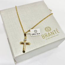 CADENA CON CRISTO TUBULAR ANCHO DETALLES ORO BLANCO -  ORO 10K