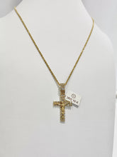 CADENA CON CRISTO ZIRCONIAS BAGUETTES CHICO -  ORO 10K