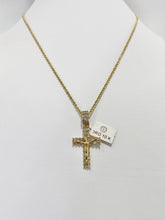 CADENA CON CRISTO ZIRCONIAS BAGUETTES CHICO -  ORO 10K