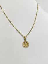 CADENA CON MEDALLA VIRGEN DE GUADALUPE REDONDA MINI -  ORO 10K