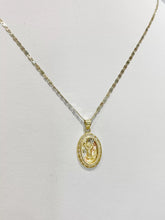 CADENA CON MEDALLA DIVINO NIÑO OVAL FONDO FLORENTINO -  ORO 10K