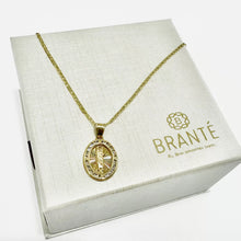 CADENA CON MEDALLA SAN JUDAS TADEO OVAL FONDO FLORENTINO - ORO 10K