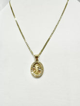 CADENA CON MEDALLA SAN JUDAS TADEO OVAL FONDO FLORENTINO - ORO 10K