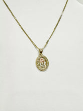 CADENA CON MEDALLA VIRGEN DE GUADALUPE OVAL FONDO FLORENTINO - ORO 10K