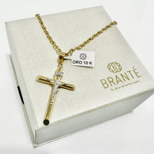 CADENA CON CRISTO TUBULAR DETALLES ORO BLANCO - ORO 10K