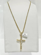 CADENA CON CRISTO TUBULAR DETALLES ORO BLANCO - ORO 10K