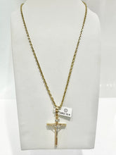 CADENA CON CRISTO TUBULAR DETALLES ORO BLANCO - ORO 10K