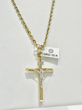 CADENA CON CRISTO TUBULAR DETALLES ORO BLANCO - ORO 10K
