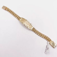 ESCLAVA PARA BEBÉ / NIÑO PLACA BISELADA ESLABÓN PETATILLO - 14 CM - ORO 10K