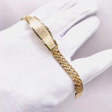 ESCLAVA PARA BEBÉ / NIÑO PLACA BISELADA ESLABÓN PETATILLO - 14 CM - ORO 10K