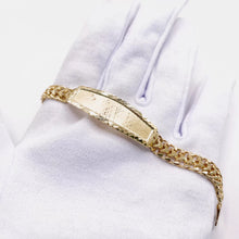 ESCLAVA PARA BEBÉ / NIÑO PLACA BISELADA ESLABÓN PETATILLO - 14 CM - ORO 10K