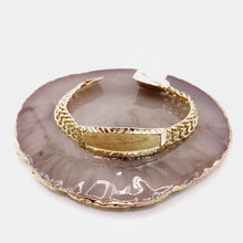 ESCLAVA PARA BEBÉ / NIÑO PLACA BISELADA ESLABÓN PETATILLO - 14 CM - ORO 10K