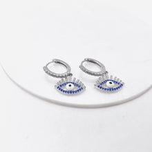 ARRACADA COLGANTE OJO AZUL ZIRCONIA - PLATA .925