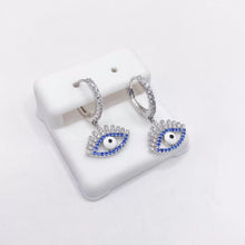 ARRACADA COLGANTE OJO AZUL ZIRCONIA - PLATA .925