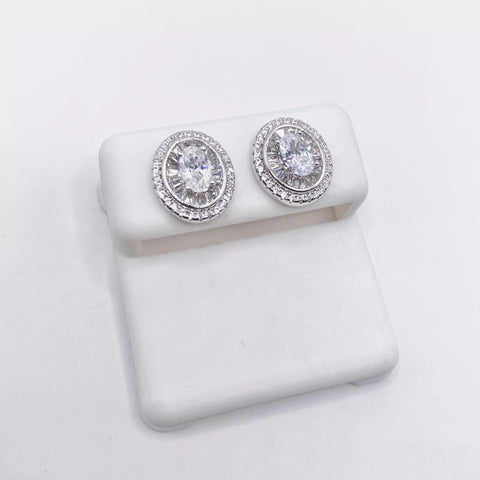 ARETE OVALADO CON BAGUETTE ZIRCONIAS - PLATA .925