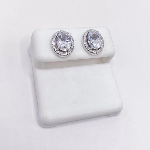 ARETE ZIRCONIA OVAL CENTRAL CON CONTORNO- PLATA .925