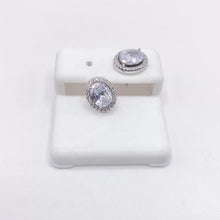 ARETE ZIRCONIA OVAL CENTRAL CON CONTORNO- PLATA .925