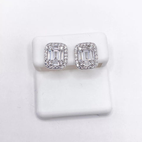 ARETE RECTANGULO CON BAGUETTES ZIRCONIAS - PLATA .925