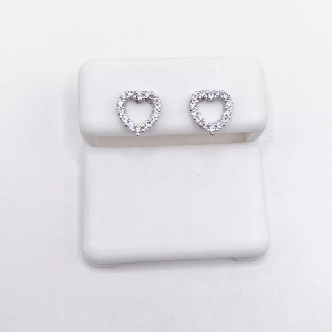 ARETE BROQUEL CORAZÓN CONTORNO ZIRCONIAS - PLATA .925