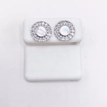 ARETE FLOR PLANA CENTRO NACARADO - PLATA .925