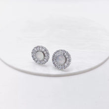 ARETE FLOR PLANA CENTRO NACARADO - PLATA .925