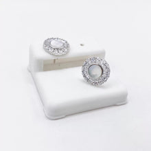 ARETE FLOR PLANA CENTRO NACARADO - PLATA .925