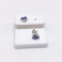 ARETE BROQUEL CORAZÓN OJO TURCO - PLATA .925