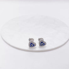 ARETE BROQUEL CORAZÓN OJO TURCO - PLATA .925