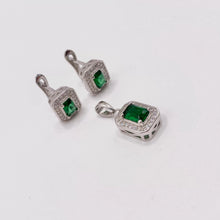 SET JUEGO RECTÁNGULO ZIRCONIA VERDE ESMERALDA - PLATA .925