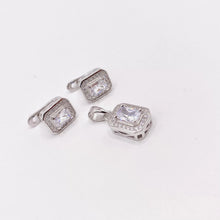 SET JUEGO RECTÁNGULO ZIRCONIA BLANCO - PLATA .925