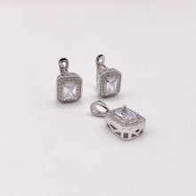 SET JUEGO RECTÁNGULO ZIRCONIA BLANCO - PLATA .925