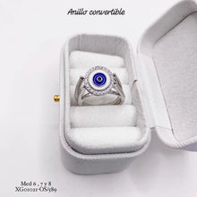 ANILLO CONVERTIBLE ZIRCONIA CON OJO TURCO- PLATA .925