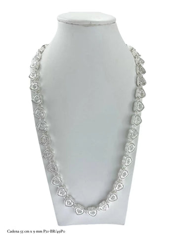 CADENA CON CORAZONES ZIRCONIA - PLATA .925