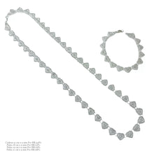 SET JUEGO DE CADENA Y PULSO CORAZONES ZIRCONIA - PLATA .925