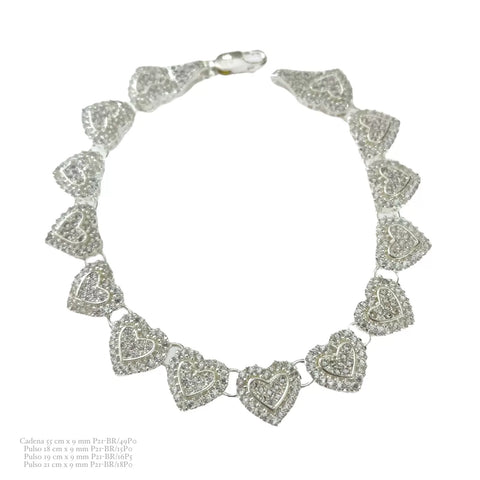 PULSO CORAZONES MULTI ZIRCONIAS - PLATA .925