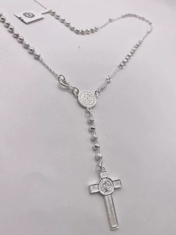 ROSARIO BOLA LISA Y ARENADA 3 MM - SAN BENITO - PLATA .925