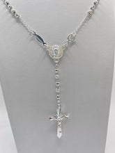 ROSARIO BOLA LISA Y ARENADA 3 MM - VIRGEN GUADALUPE - PLATA .925