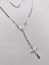 ROSARIO BOLA LISA Y ARENADA 3 MM - VIRGEN GUADALUPE - PLATA .925