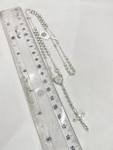ROSARIO BOLA LISA Y ARENADA 3 MM - VIRGEN GUADALUPE - PLATA .925