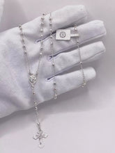 ROSARIO BOLA FACETADA 3 MM - VIRGEN DE GUADALUPE OVAL - PLATA .925