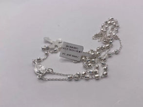 ROSARIO BOLA FACETADA 3 MM - VIRGEN DE GUADALUPE OVAL - PLATA .925