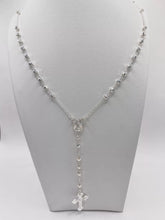 ROSARIO BOLA FACETADA 3 MM - VIRGEN DE GUADALUPE OVAL - PLATA .925