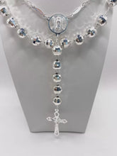 ROSARIO BOLA FACETADA 8 MM - VIRGEN DE GUADALUPE - PLATA .925