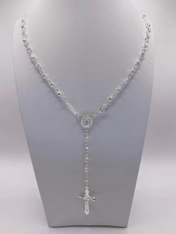 ROSARIO BOLA CALADA 3 MM - VIRGEN DE GUADALUPE - PLATA .925