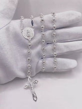 ROSARIO BOLA CALADA 5 MM - VIRGEN GUADALUPE - PLATA .925