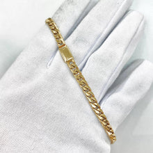PULSO BARBADO CUBANO H. MANO 5 mm x 21 cm - ORO 10K