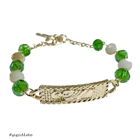 PULSERA CRISTAL CON SAN JUDAS TADEO EN PLACA
